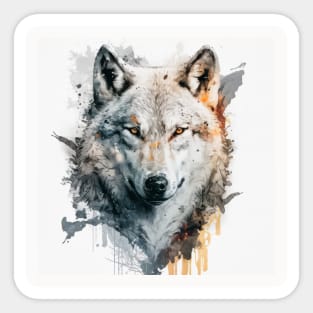 Wolf Portrait Animal Painting Wildlife Outdoors Adventure Sticker